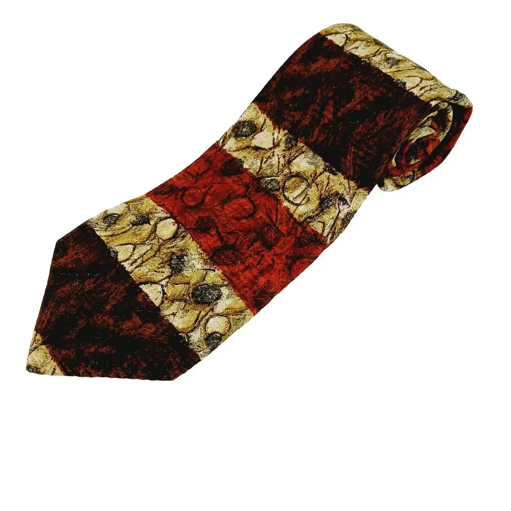 Ermenegildo Zegna Italy 100% Silk Tie Rust Brown Black Beige Necktie